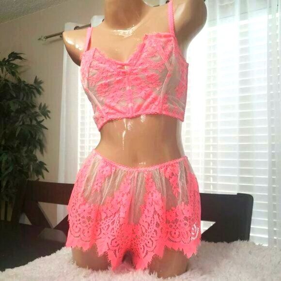 Victoria's Secret Other - SMALL Victoria's Secret pink boho lace shortie & bralette Set NWT